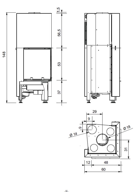 Edilkamin Side Plus 50x50 8kW natürliche Belüftung 