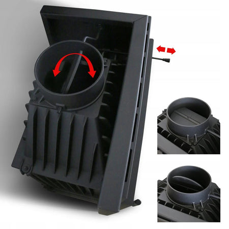 Kratki Kaminbausatz Simple 8 - 2-seitig links | Box schwarz | 8 kW - Ansicht Schornsteinzug