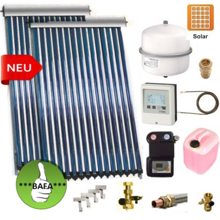 Solarpaket ThermoFlux SRC 30-2 mit Vakuumröhrenkollektoren mit 9