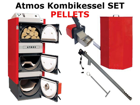 Pelletskessel Atmos DC32SP 35 kW Kombikessel inkl. A25 und Förderschnecke