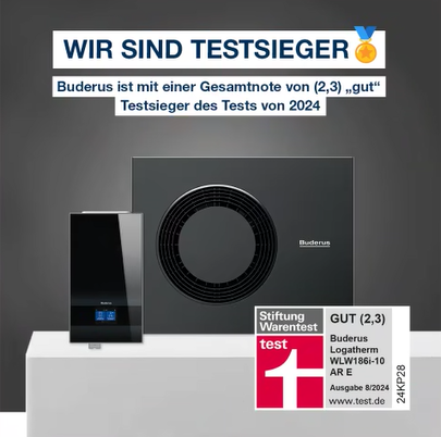 Buderus Waermepumpen-Set Logatherm M WLW186i-10 AR E W mit Propangas | Testsieger Stiftung Warentest mit GUT 2,3 | klimaworld.com
