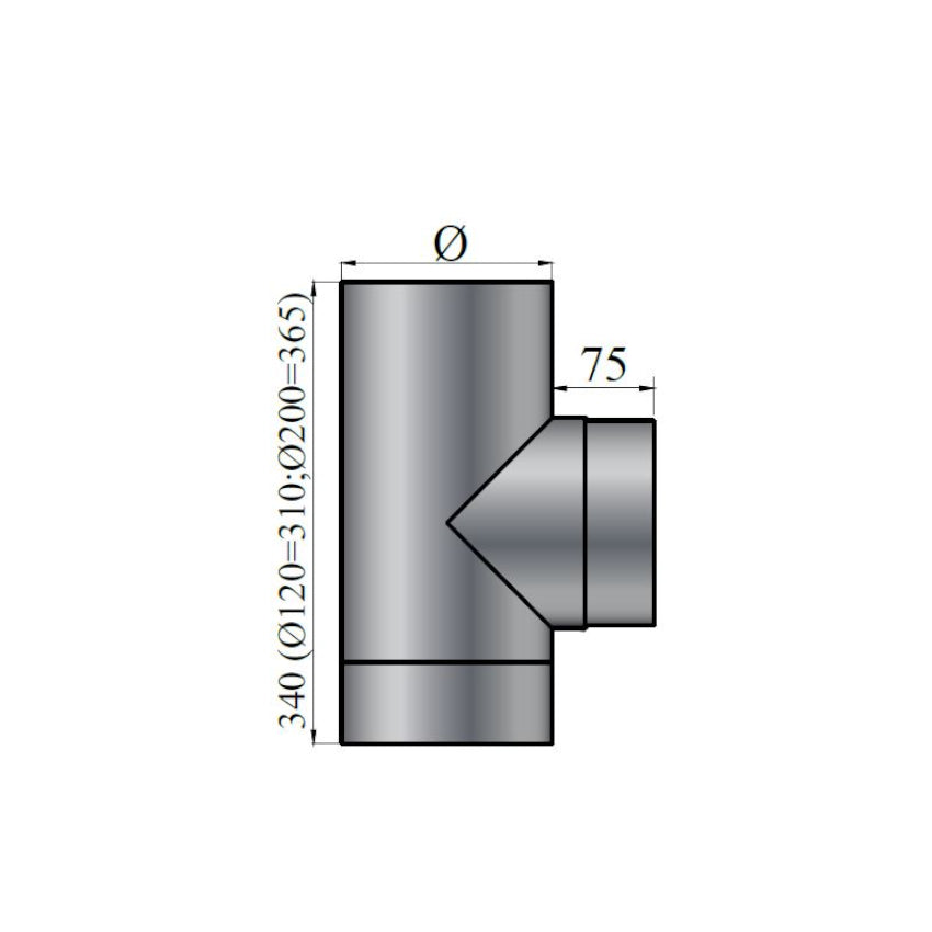 Rauchrohr T-Stück, Ø 120 mm, Farbwahl | Klimaworld.com
