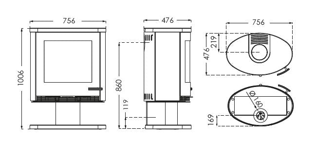 TermaTech | Kaminofen | TT22RP | 7,5 kW | Standfuß | schwarz
