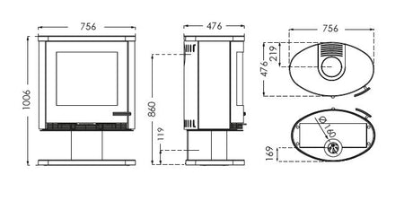 TermaTech | Kaminofen | TT22RP | 7,5 kW | Standfuß | schwarz