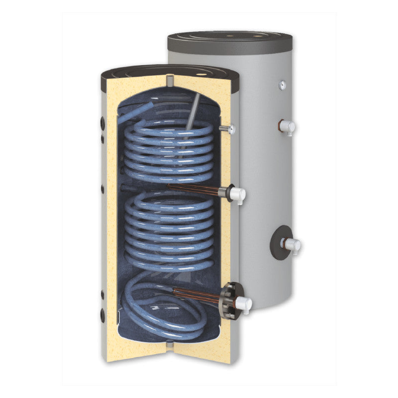 Ansicht mit zwei Heizpatronen - ThermoFlux Brauchwasserspeicher TBWS-RR 1000 Trinkwasser | 2 WT | www.klimaworld.com