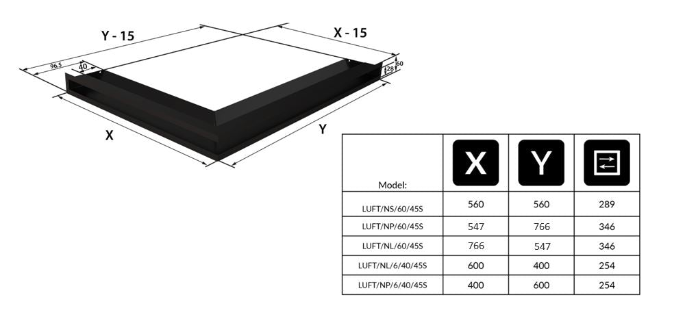 Technische Zeichnung - LUFT/NP/60/45S
