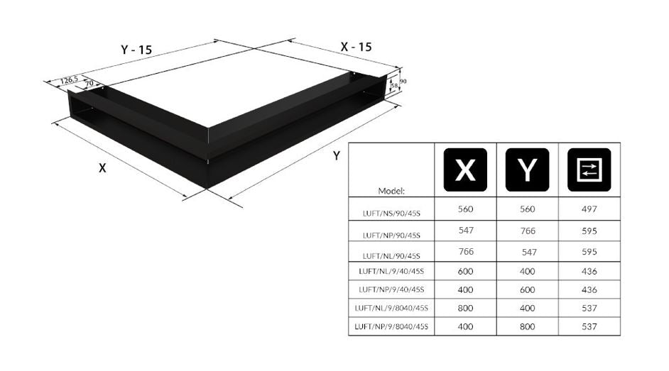 Technische Zeichnung - LUFT/NP/90/45S