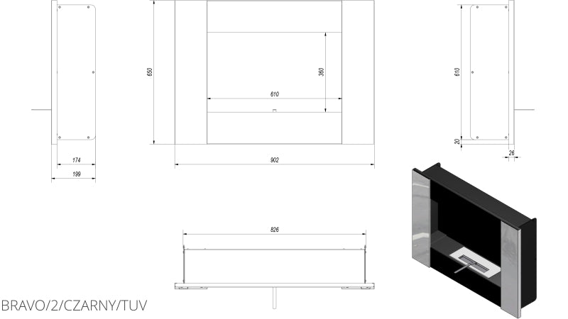 Technische Zeichnung - BRAVO/2/CZARNY/TUV