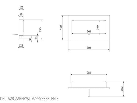 Technische Zeichnung - DELTA2/CZARNY/SLIM/PRZESZKLENIE