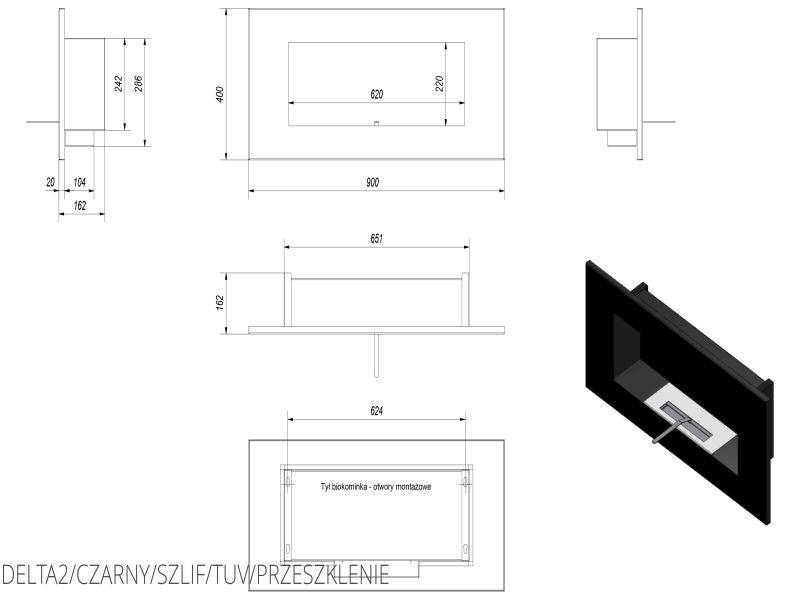 Technische Zeichnung - DELTA2/CZARNY/SZLIF/TUV/PRZESZKLENIE 
