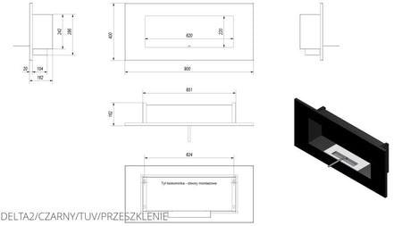 Technische Zeichnung - DELTA2/CZARNY/TUV/PRZESZKLENIE
