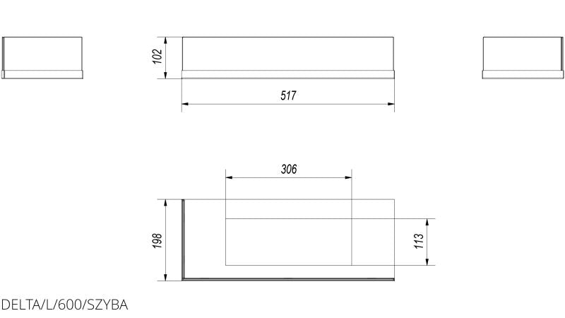 Technische Zeichnung - DELTA/L/600/SZYBA