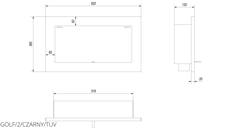 Technische Zeichnung -  GOLF/2/CZARNY/TUV