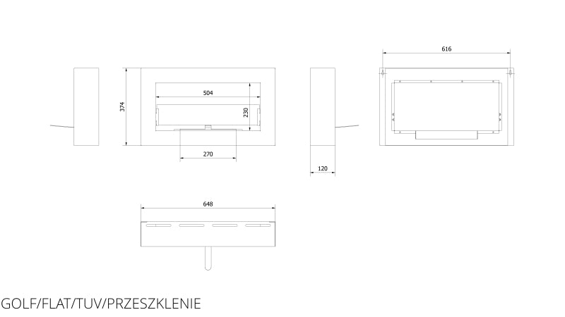 Technische Zeichnung - GOLF/FLAT/TUV/PRZESZKLENIE