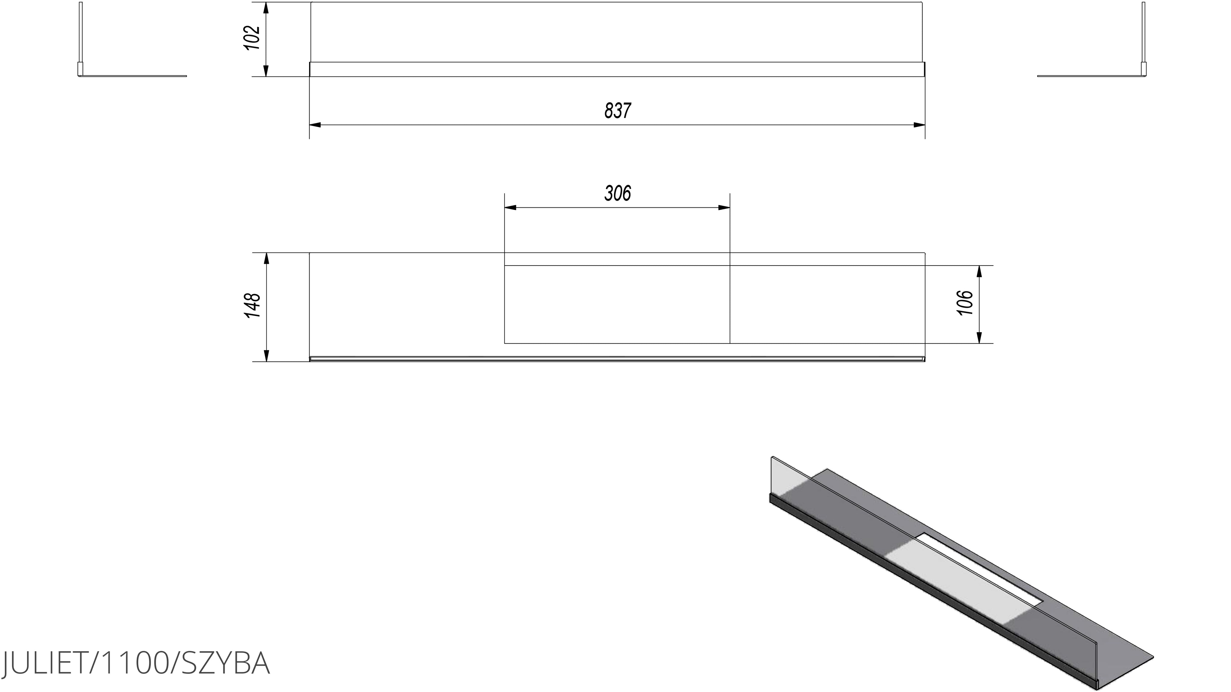 Technische Zeichnung - JULIET/1100/SZYBA