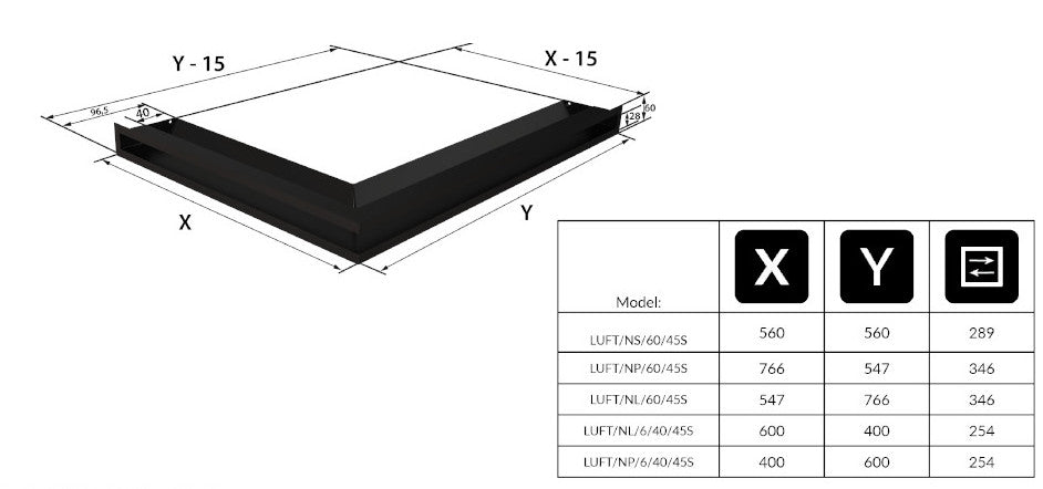 Technische Zeichnung - LUFT/NS/60/45S