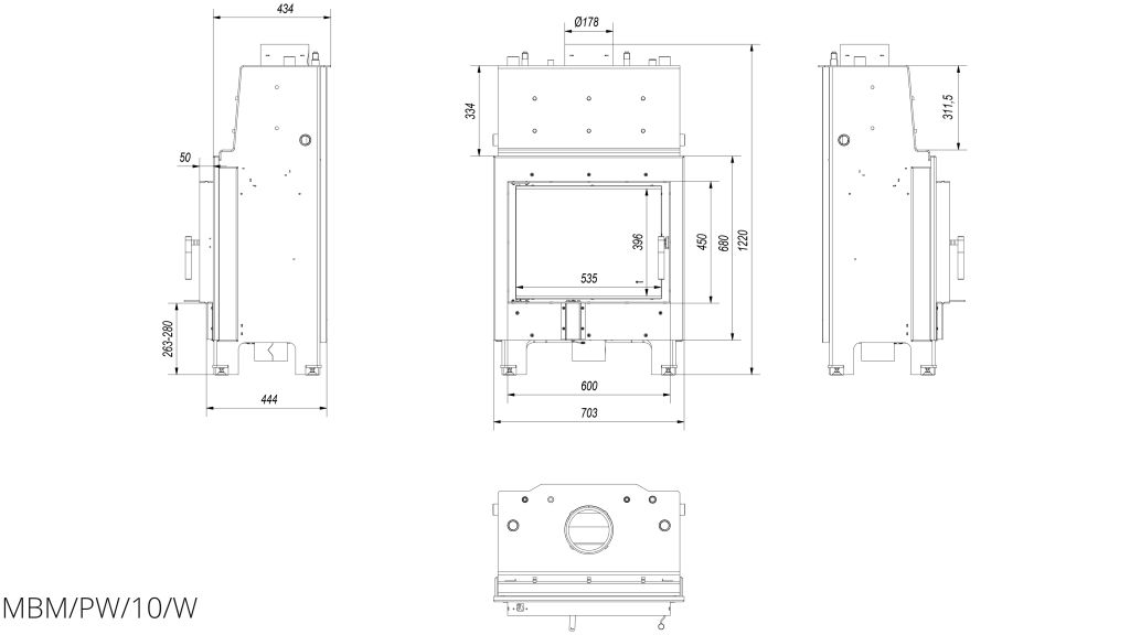 Technische Zeichnung - MBM/PW/10/W