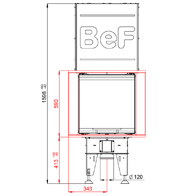 BeF Home Kamineinsatz| Royal V 8 U| 8 kW | Hochschiebbare Tür 