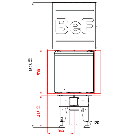 BeF Home Kamineinsatz| Royal V 8 U| 8 kW | Hochschiebbare Tür 