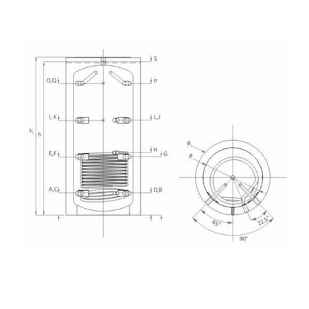 Technische Zeichnung ohne Abmaße - ThermoFlux Pufferspeicher PBM-R 500 | für Heizungswasser | 1 WT