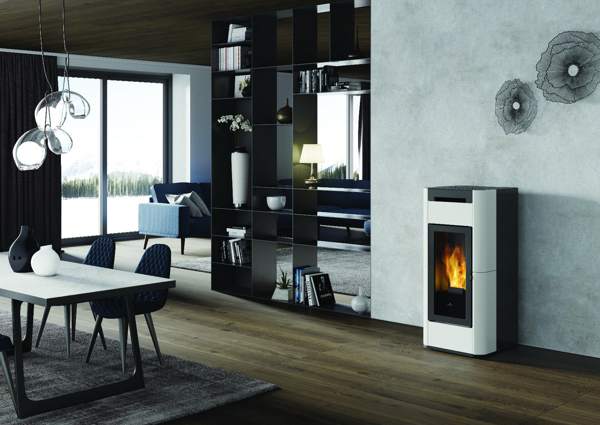 Edilkamin Tera H30 EVO Keramik cremeweiß Ambiente