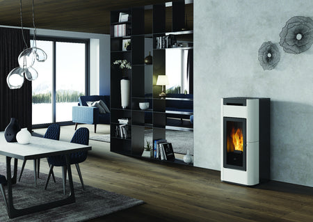 Edilkamin Tera H30 EVO Keramik cremeweiß Ambiente