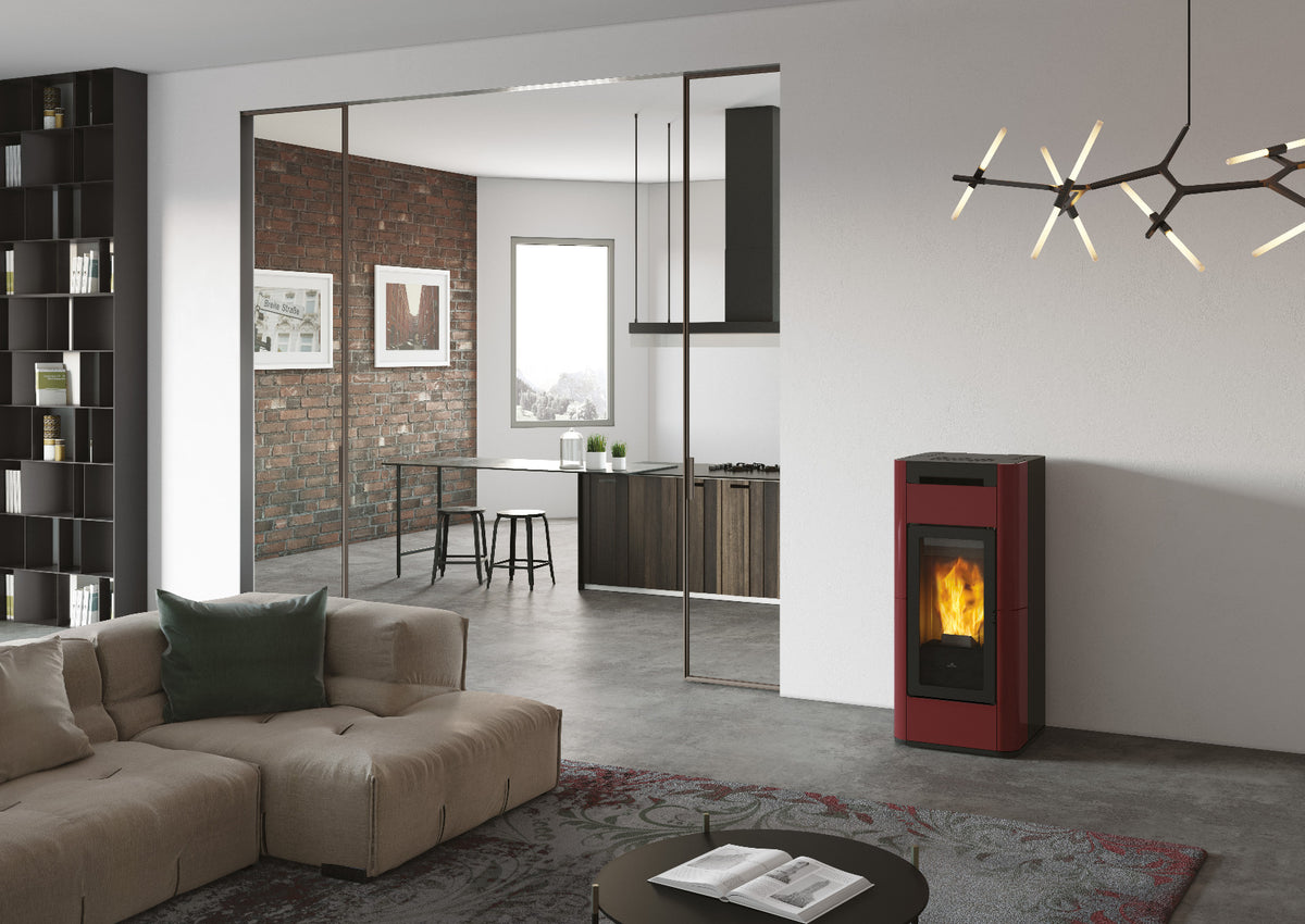 Edilkamin Tera H25 EVO Keramik bordeaux Ambiente