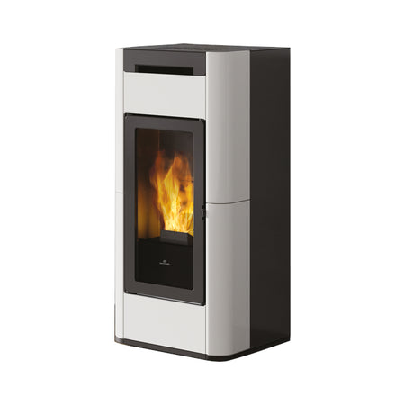 Edilkamin wasserführender Pelletofen Tera H25 EVO Keramik cremeweiß