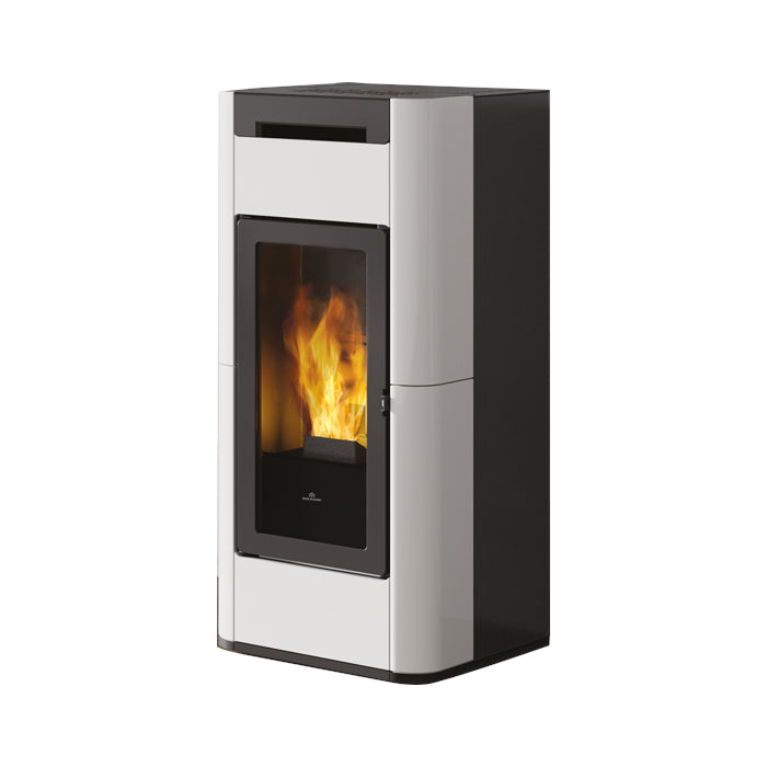 Edilkamin wasserführender Pelletofen Tera H25 EVO Keramik cremeweiß