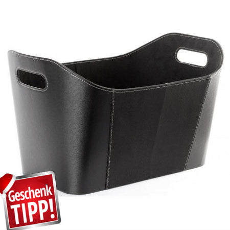 Leder Optik Kaminholzkorb Holzkorb schwarz TermaTech