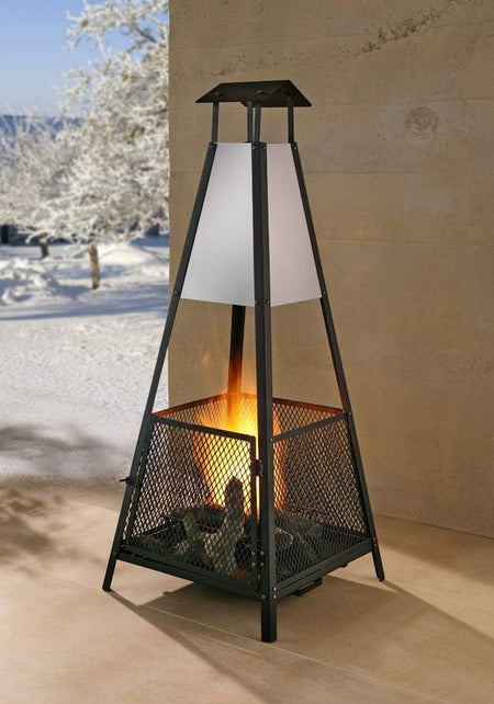 Terrassekamin Helena Kamino-Trend schwarz m. Edelstahl