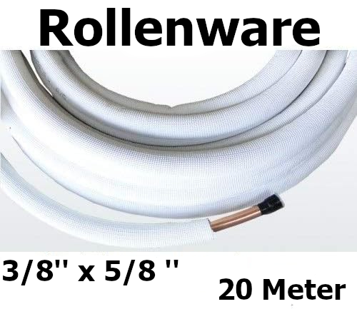 Kältemittelleitung isoliert Klimarohr Doppelrohrleitung 3/8 x 5/8 Zoll | mit Text | geboerdelt | www.klimaworld.com