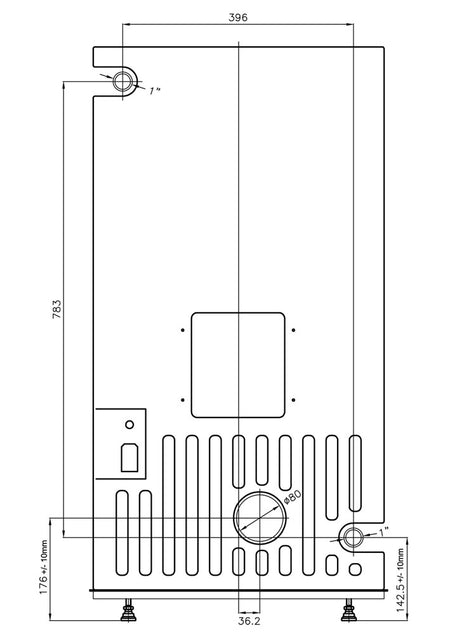 ThermoFlux Pelletofen Interio 20 Maße hinten | Klimaworld.com