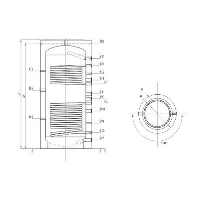 Pufferspeicher mit 2 Wärmetauscher 800 Liter Heizungswasser Typ TPRR 