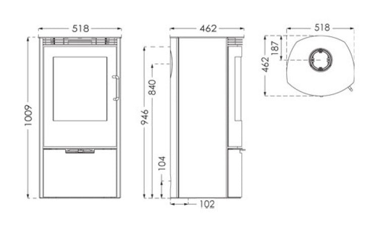 Terma Tech | Kaminofen | TermaTech TT10 | Maße