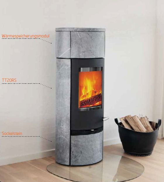 Kaminofen TT20RS mit Wärmespeicher und Sockelstein 5kW 