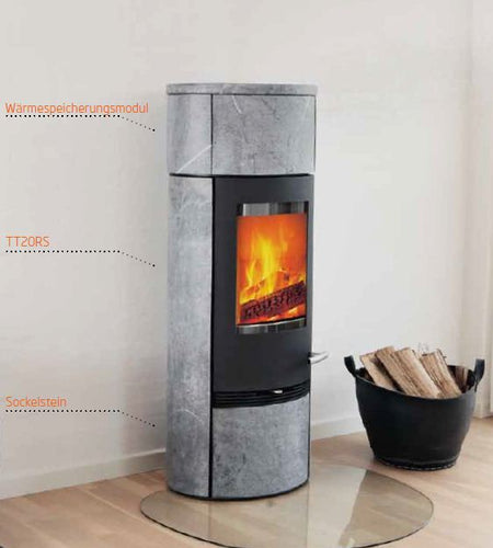 Kaminofen TT20RS mit Wärmespeicher und Sockelstein 5kW 