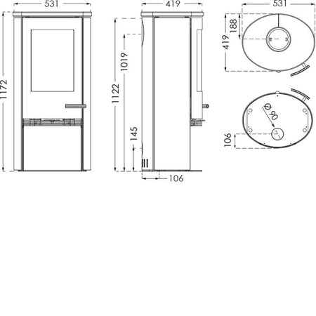 TermaTech | Kaminofen | 5,6kW ➔ Technische Zeichnung