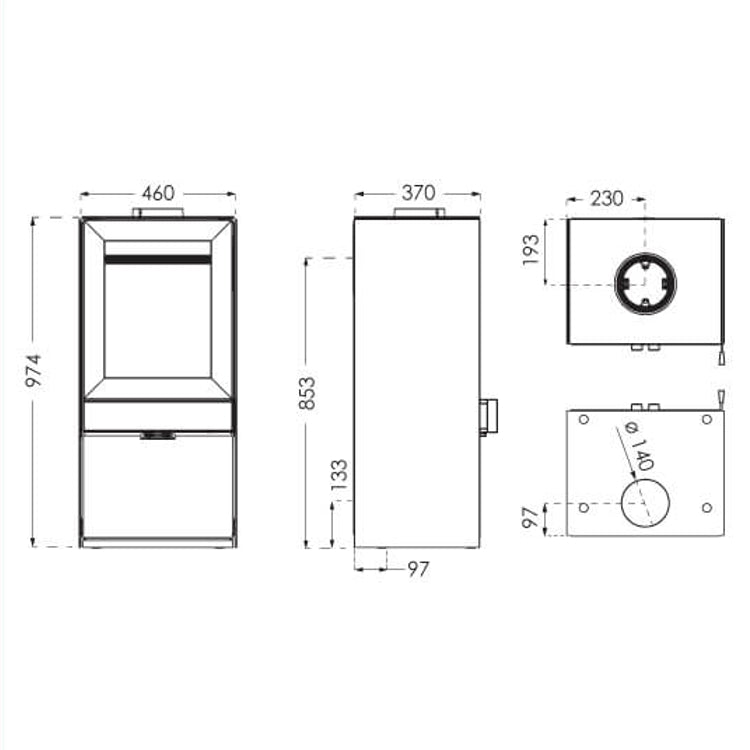 Termatech | Kaminofen | TT60 | 6 kW | Stahl | schwarz