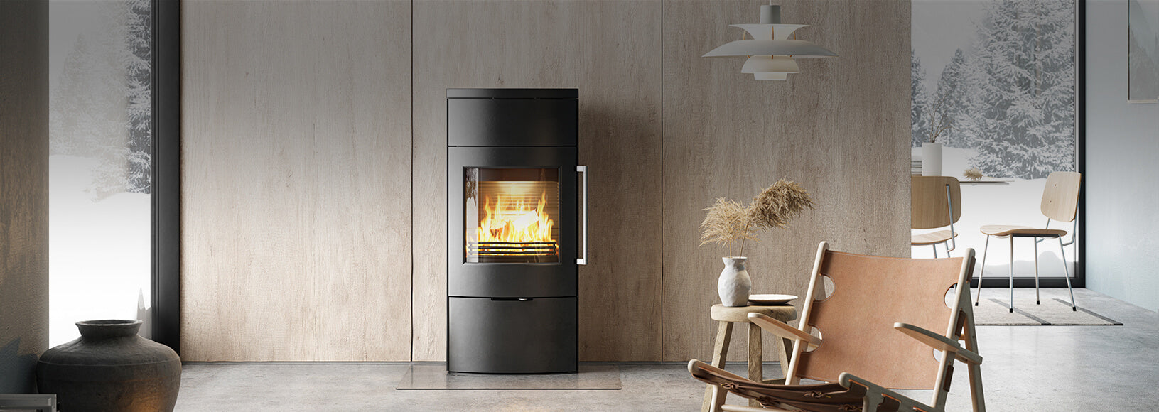 TermaTech Kaminofen TT80 aus Stahl schwarz | eingebauter Wärmespeicher