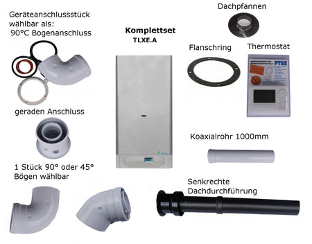 Raumluftunabhängige Gastherme Thermona Therm 20 TLXE.A mit 9 - 20 kW DACH-SET