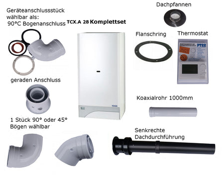 Raumluftunabhängige Gastherme Therm PRO 28 TCX mit 13 - 28 kW DACH-SET 