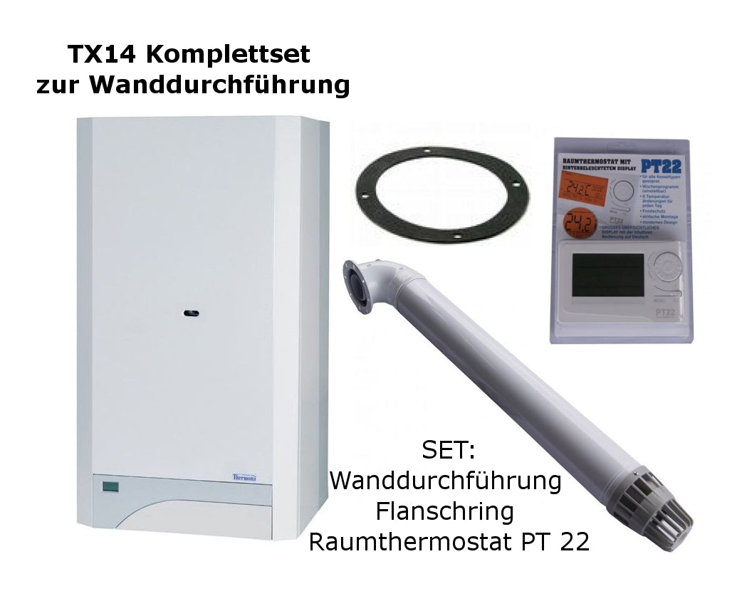 Raumluftunabhängige Gastherme Thermona Therm 14 TX mit 5 - 14 kW WAND-SET