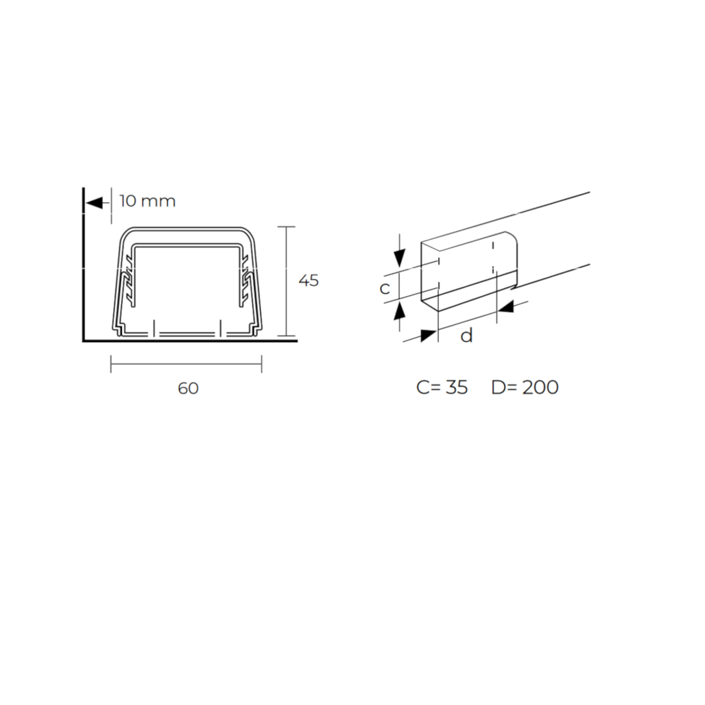 Installationskanal 2 m | Canalsplit 06 | 60x45x2000 mm | reinweiß | www.klimaworld.com
