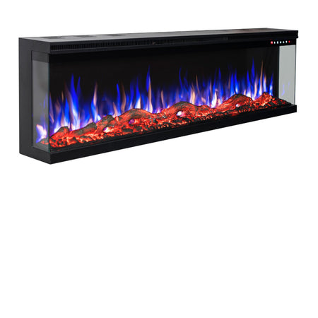 Aflamo LED Elektrokamin Wandkamin | Unique 107 mit Holz seitlich | Klimaworld.com