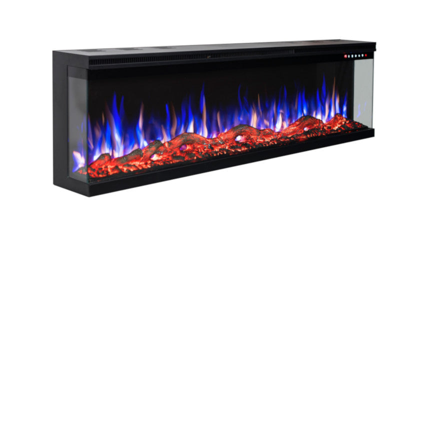 Aflamo LED Elektrokamin Wandkamin | Unique 254 mit Holz seitlich