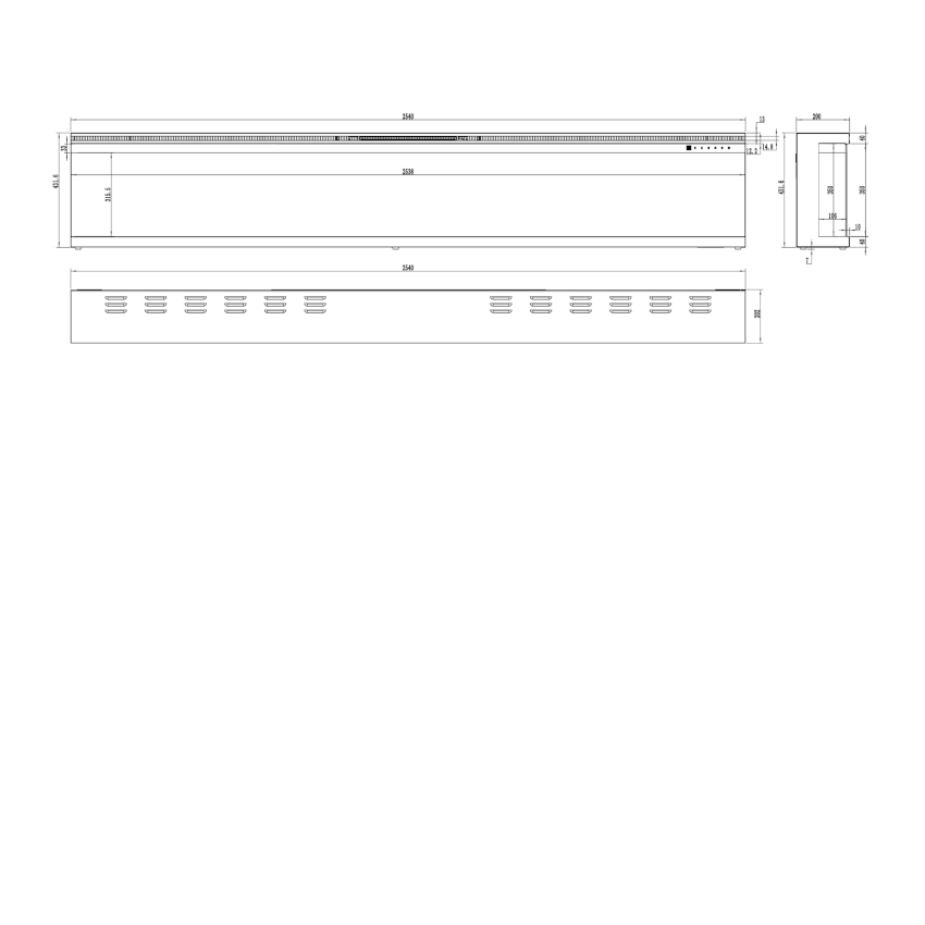 Aflamo LED Elektrokamin Wandkamin | Unique 254 Maße