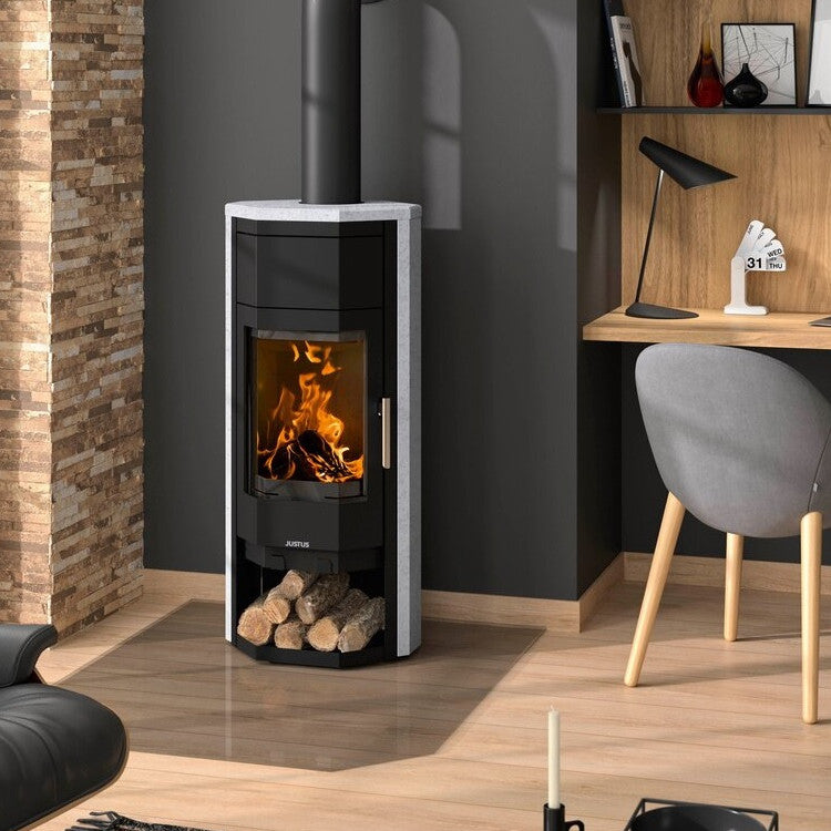 Justus | Usedom 5 W+ 2.0  | Speckstein | Stahl Schwarz ➩ Klimaworld