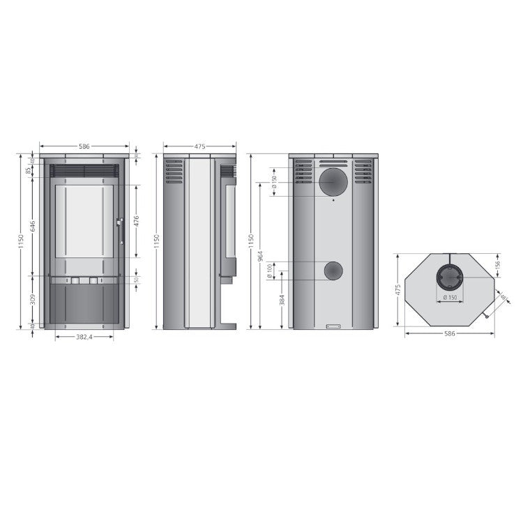 Justus | Kaminofen | Usedom 7 | Maße | 7,0 kW ➩ Klimaworld