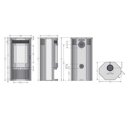 Justus | Kaminofen | Usedom 7 | Maße | 7,0 kW ➩ Klimaworld